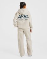 AYBL Sports Club Oversized Straight Leg Joggers - Sand/Navy - Image 4