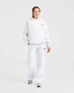 AYBL Sports Club Oversized Straight Leg Joggers - Grey Marl/Burgundy - Image 3
