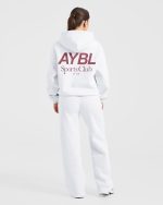 AYBL Sports Club Oversized Straight Leg Joggers - Grey Marl/Burgundy - Image 4