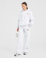AYBL Sports Club Oversized Straight Leg Joggers - Grey Marl/Burgundy - Image 7