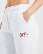 AYBL Sports Club Oversized Straight Leg Joggers - Grey Marl/Burgundy - Image 5