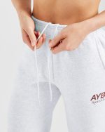 AYBL Sports Club Oversized Straight Leg Joggers - Grey Marl/Burgundy - Image 6