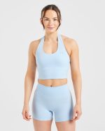 Staple Halterneck Crop Top - Pastel Blue