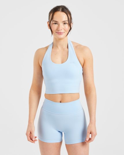 Staple Halterneck Crop Top - Pastel Blue