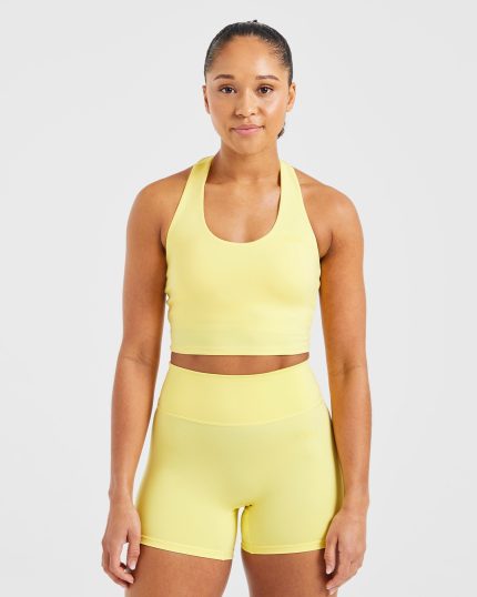 Staple Halterneck Crop Top - Pastel Lemon