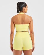 Staple Halterneck Crop Top - Pastel Lemon - Image 2