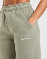Athletics Track Oversized Straight Leg Joggers - Muted Olive - Image 5