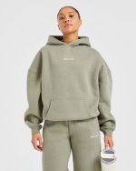 Athletics Track Oversized Hoodie - Muted Olive - Image 7
