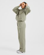 Athletics Track Oversized Straight Leg Joggers - Muted Olive - Image 8
