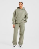 Athletics Track Oversized Hoodie - Muted Olive - Image 4