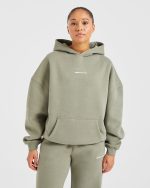 Athletics Track Oversized Hoodie - Muted Olive - Image 2