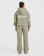 Athletics Track Oversized Hoodie - Muted Olive - Image 3