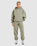 Athletics Track Oversized Joggers - Muted Olive - Image 3