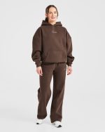 Athletics Track Oversized Straight Leg Joggers - Brown/Sand - Image 3