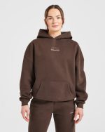 Athletics Track Oversized Hoodie - Brown/Sand - Image 2