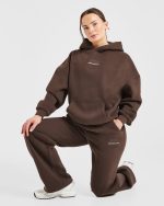Athletics Track Oversized Hoodie - Brown/Sand - Image 8