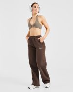 Athletics Track Oversized Straight Leg Joggers - Brown/Sand - Image 8