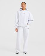 Athletics Track Oversized Hoodie - Heather Grey/Navy - Image 4