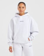 Athletics Track Oversized Hoodie - Heather Grey/Navy - Image 2