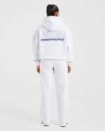 Athletics Track Oversized Hoodie - Heather Grey/Navy - Image 3