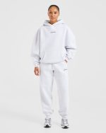 Athletics Track Oversized Joggers - Heather Grey/Navy - Image 3