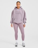 Sport Outline Oversized Hoodie - Mauve Purple - Image 3