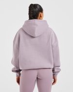 Sport Outline Oversized Hoodie - Mauve Purple - Image 2