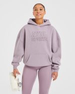 Sport Outline Oversized Hoodie - Mauve Purple - Image 7