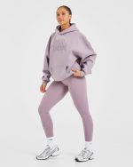 Sport Outline Oversized Hoodie - Mauve Purple - Image 8