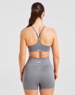 Balance V3 Seamless Strappy Sports Bra - Charcoal Grey - Image 2