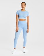 Empower Seamless Crop Top - Sky Blue - Image 3