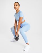 Empower Seamless Crop Top - Sky Blue - Image 7