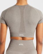 Empower Seamless Crop Top - Taupe Marl - Image 6