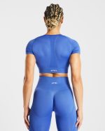 Empower Seamless Crop Top - Cobalt - Image 2