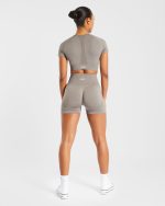 Empower Seamless Crop Top - Taupe Marl - Image 4