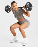 Empower Seamless Crop Top - Taupe Marl - Image 7