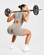 Empower Seamless Crop Top - Taupe Marl - Image 8