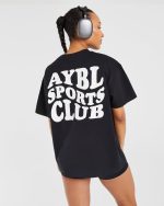Sports Club Wavy Oversized T Shirt - Black - Image 8