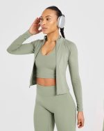 Staple Halterneck Crop Top - Olive Green - Image 8