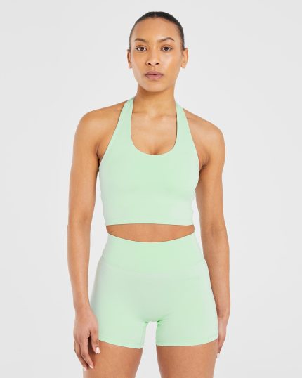Staple Halterneck Crop Top - Mint Green