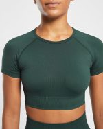 Empower Seamless Crop Top - Dark Green - Image 5
