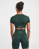 Empower Seamless Crop Top - Dark Green - Image 2