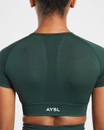 Empower Seamless Crop Top - Dark Green - Image 6