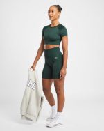 Empower Seamless Crop Top - Dark Green - Image 8