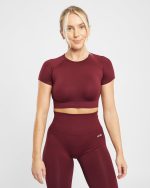 Empower Seamless Crop Top - Red Wine - Image 9