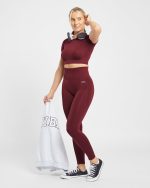 Empower Seamless Crop Top - Red Wine - Image 15