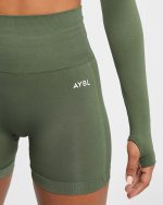 Empower Seamless Shorts - Khaki Green - Image 5