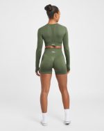 Empower Seamless Shorts - Khaki Green - Image 4