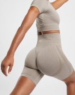 Empower Seamless Cycling Shorts - Taupe Marl - Image 6