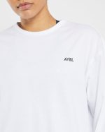 Essential Oversized Long Sleeve T Shirt - White - Image 5